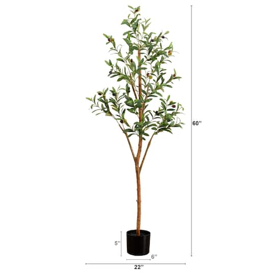 5ft. Potted Artificial Olive Tree with Natural Trunk
